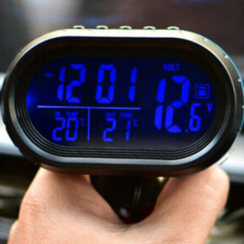 12v/24v bilar lcd digital termometer voltmeter led klocka larm monitor testare