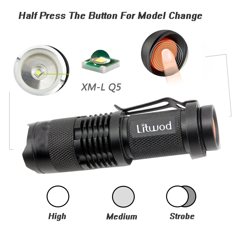 Z40 Mini led Flashlight Torch Lamp 1000 Lumens CREE Q5 LED Torch AA/14500 Adjustable Zoom Focus Penlight Waterproof For Outdoor