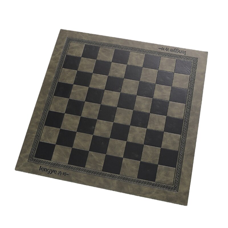 Embossed Leather International Chess Board Games Mat Checkers Universal Chessboard Birthday: Navy Blue