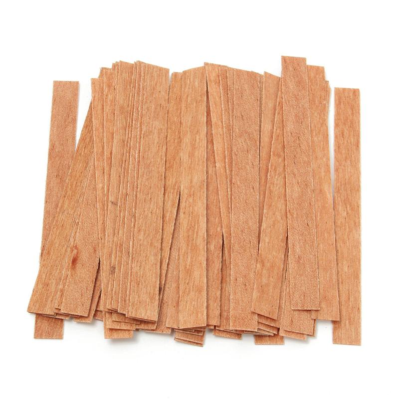 50 stuks Houten Kaarsen Lont met Onderhouder Tab Kaarsenlont Core voor Kaars Maken Supply Soja Parffin Wax 6mm 8mm 12.5mm 13mm