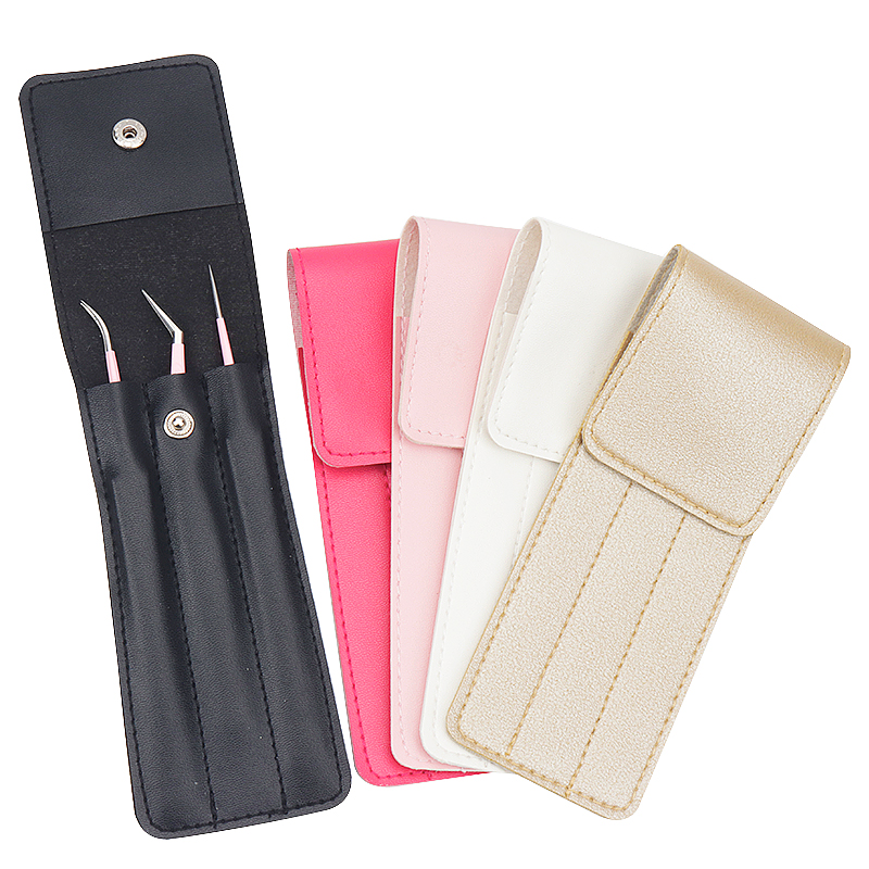 1pcs Lederen Pincet Case Schaar Lash Brush Wenkbrauw Scheermessen Draagtassen Gezicht Beauty Tools Opbergzakken voor Wimperverlenging