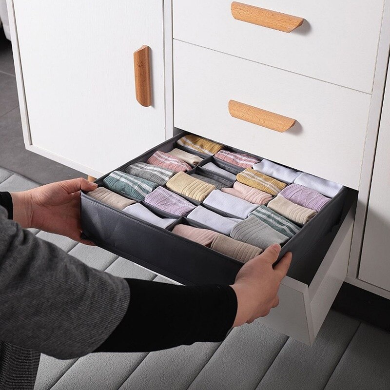 Washable Drawer Organizers Storage Box Case For Bra Ties Underwear Socks Scarf Drawer Organizers Divider Lidded Closet Organizer