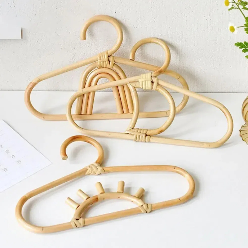 Cintre en rotin pour enfants, décor Boho, manuel, étagère murale pour bébé, vêtements RapDuty, T1
