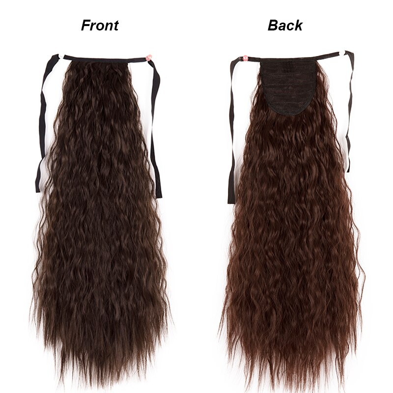 Extensiones de cola de caballo para mujer, coleta larga con ondas de maíz de 21 pulgadas, cinta sintética para atar, coleta