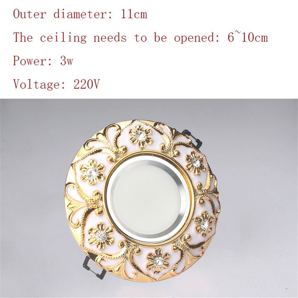 Europeisk luksuriøs diamantbesatt gullgirlander led-downlights 3w 5w 7w for gang, entré, spisestue, 220v innfelte lamper, spotlights: Foranderlig / Kroppsfarge
