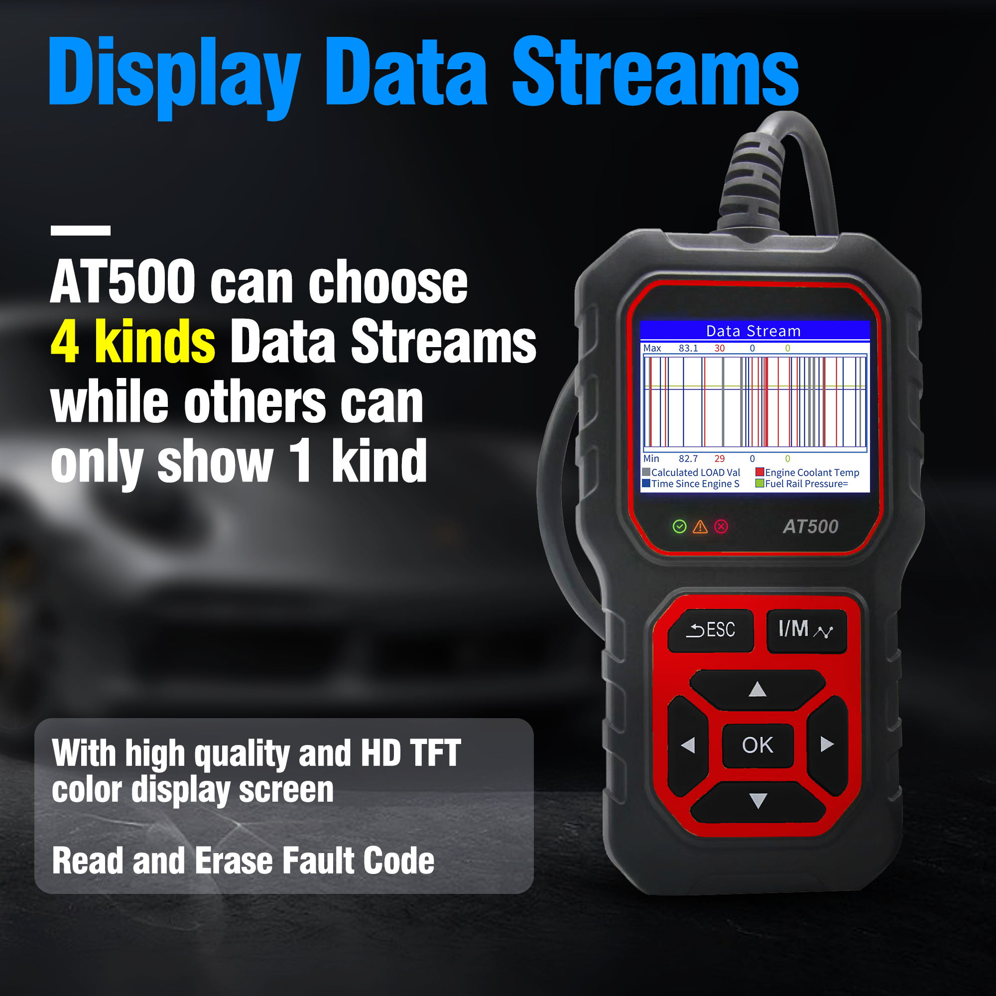 OBD2 Scanner Red AT500 Code Reader Diagnostic Tools Read and Display Data For Universal Cars