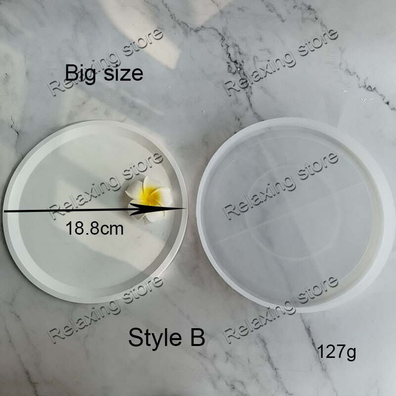 DIY Succulent Plants Round Concrete Pot Silicone Mold Square Cement Planter Molds Big Rectangle Flowerpot Plaster Resin Mould: Round tray mold