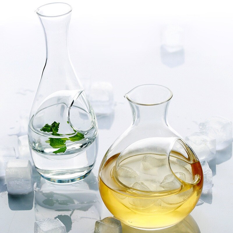 Jarra de hielo de cristal transparente japonesa, botella de vino de vidrio sin plomo, Bar, whisky, matraz, Sake, Enfriador de cerveza, dispensador de vino, jarra decantadora
