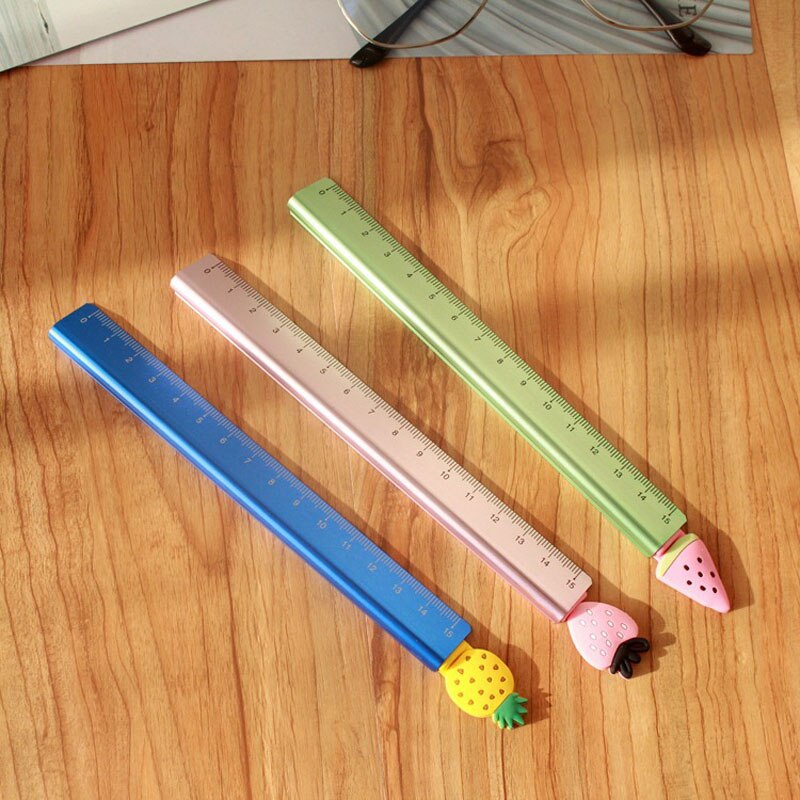 1 PC piękne truskawki ananas arbuz linijka prosta miar metalowych studium rysunek szkolne materiały papiernicze szkolne materiały biurowe