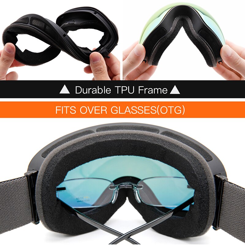 Gafas de esquí para hombre y mujer, lentes de invierno para deportes de nieve, protección UV antiniebla, lentes intercambiables para jóvenes, gafas Premium