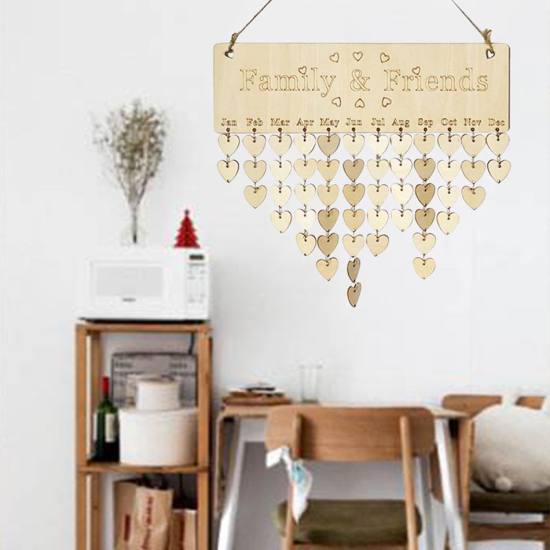 Advent Calendars Wood Birthday Reminder Board Birth Plaque Sign Family &Friends DIY DIY Hanging Calendar Date Mark Home Decor