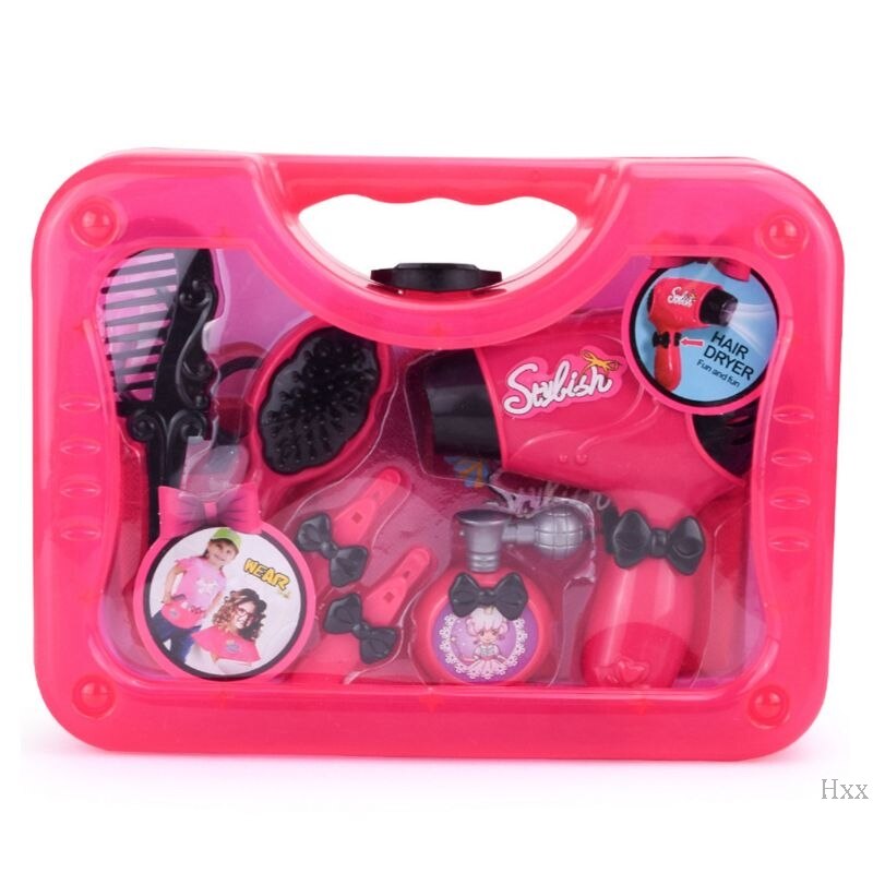 Kids Hair Salon Kit Girl Pretend Play Hairdressing Simulation Toy for Toddler