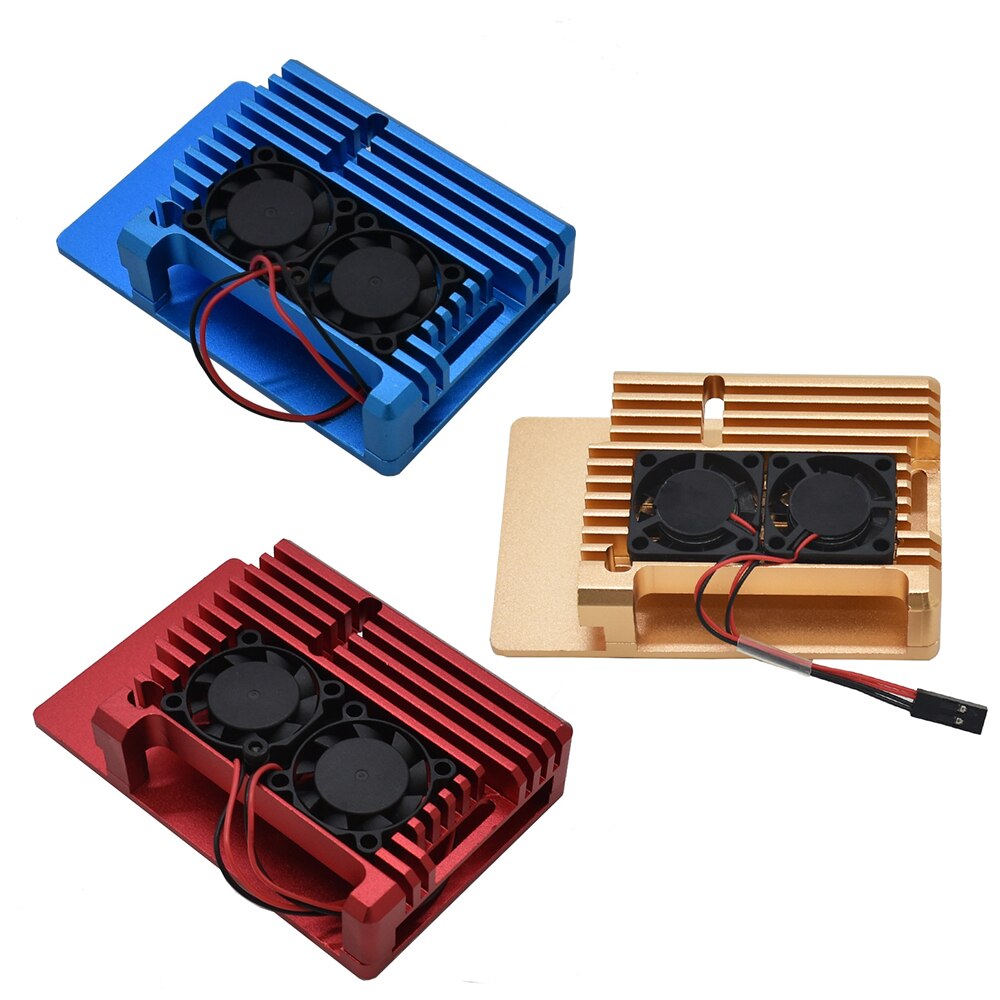 for Raspberry Pi 4 4B Aluminum Case Enclosure CNC Cover with Heatsink Cooling Dual Fan for Raspberry Pi 4 Model B