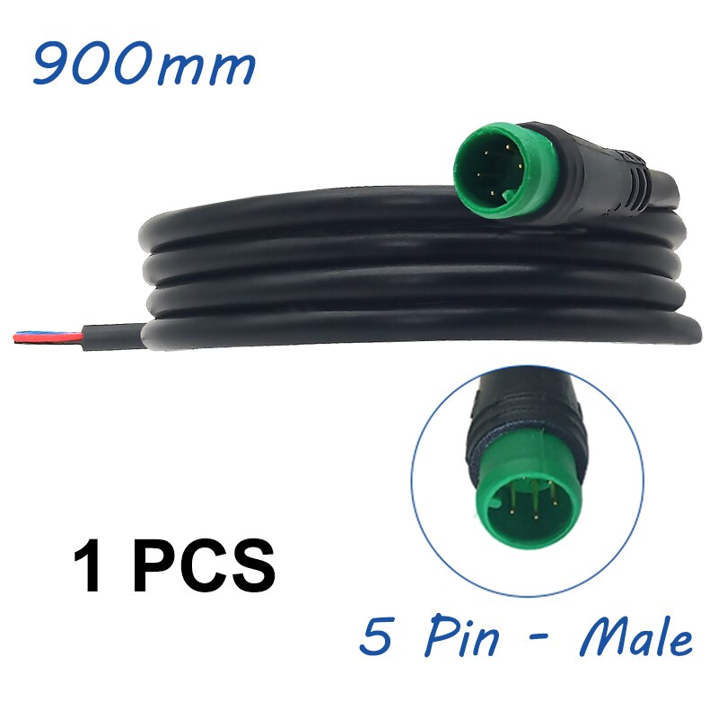 Julet wodoodporny kabel 2/3/4/5/6 Pin 900mm przewód konwersji elektryczny przedłużacz kabla Ebike do wyświetlacza Ebikes: 5Pin Male 1pcs