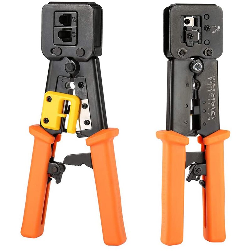 EZ RJ45 Crimp Tool P Through Cat5 Cat5E Cat6 Crimping Tool for RJ45/RJ12, CAT5, CAT5E, CAT6 Connectors