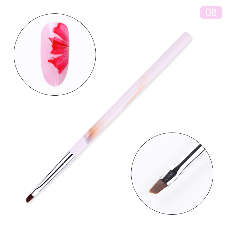 Marmorhandtag nagelkonst akrylborste uv gel liner ritpenna blomma carving måla penslar nail liner diy nail art verktyg: Mönster 8