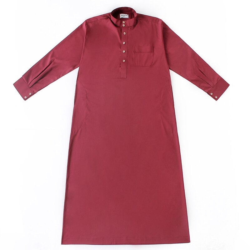 Abaya Moslim Jurk Pakistan Islamitische Kleding Heren Arabische Gewaad Saudi Arabië Jubba Thobe Kleding Mannen Kaftan Oman Qamis Homme: Wine Red / XXXL