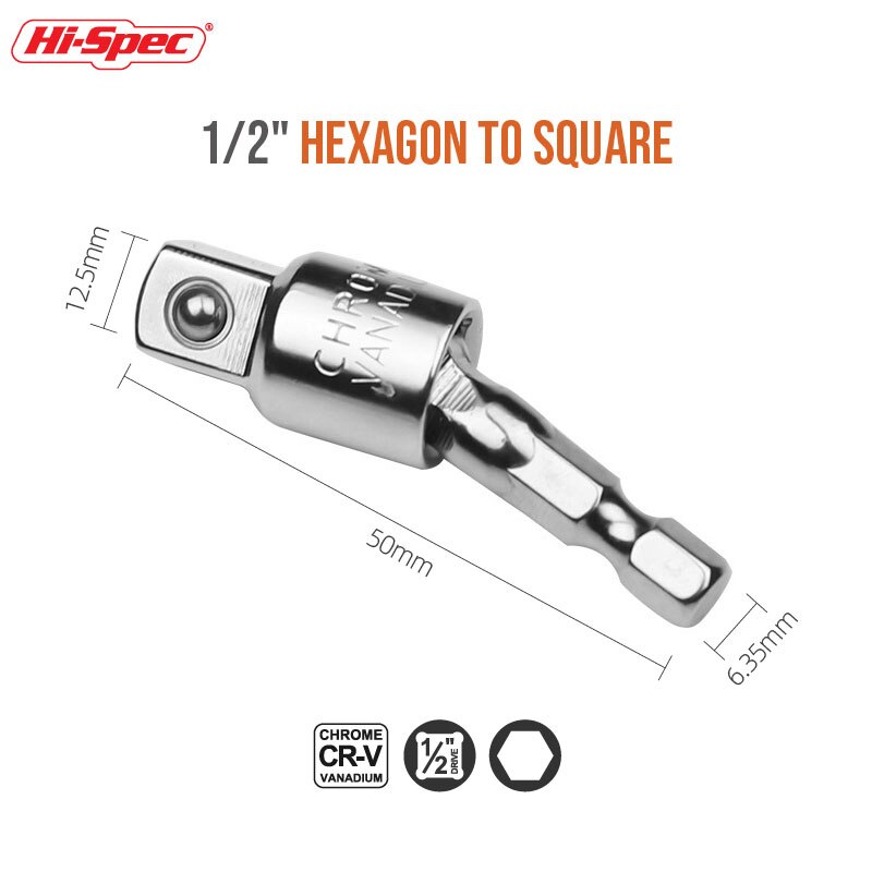 1/4" 3/8" 1/2" Ratchet Wrench Adapter Universal Joint Set Ratchet Angle Extension Bar Socket Adapter for Impact Driver: 0.5 inch