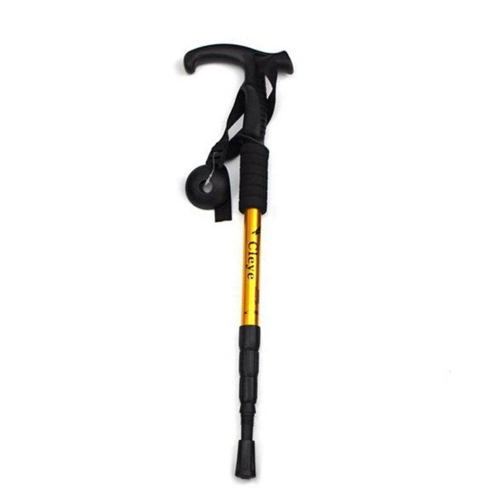 Telescopic Trekking Walking Hiking Stick Pole Adjustable Hiking Walking Crutches Outdoor Camp Length Baton Cane Anti-Shock P2L1: E