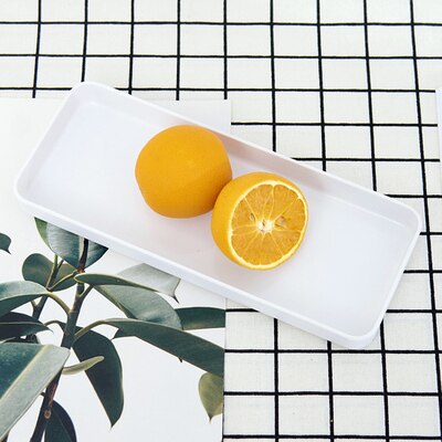 Plateau rectangulaire en plastique | Petit plateau rectangulaire, plateau à thé en plastique, salon tasse d'eau domestique, assiette marmite créative personnalité nordique, assiette étroite: WHITE