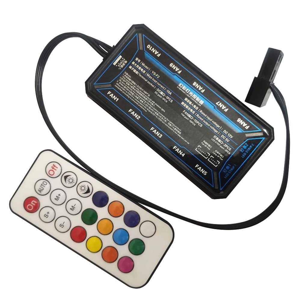Durable 15m Computer Fan Controller DC 12V Home RF Wireless Practical Easy Apply Remote Control Adjustable LED RGB Anti Reverse