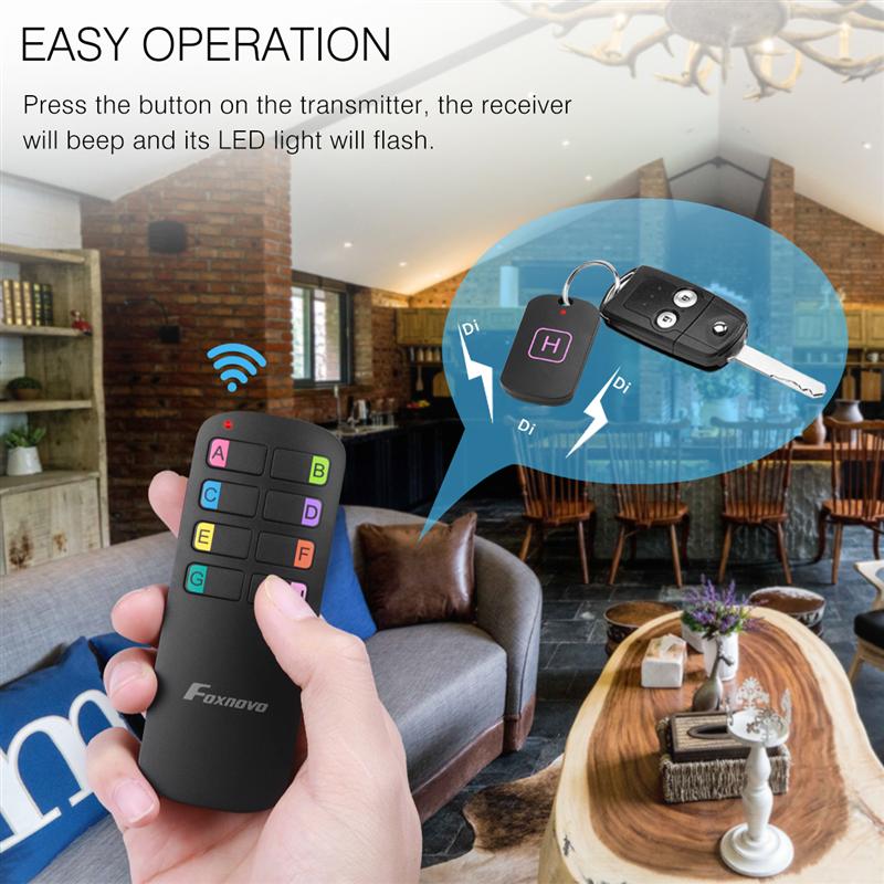 Anti-Lost Wireless Key Finder Locator Remote Control Alarm Keychain Locator Cell Phone Wallet Transmitter With 8 Receivers