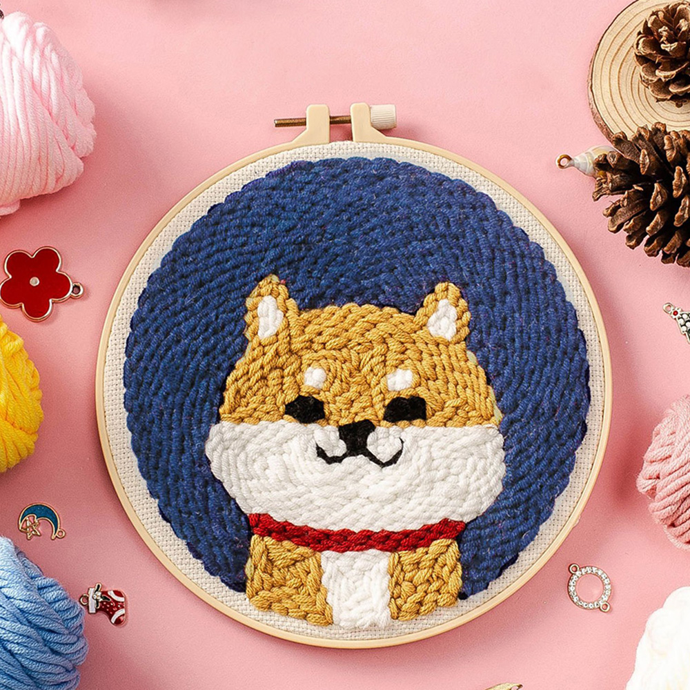 Embroidery Punchneedle Kit W/ Hoop Cross Stitch Set Punch Needle Embroidery For Handmade Beginner Decor: 14