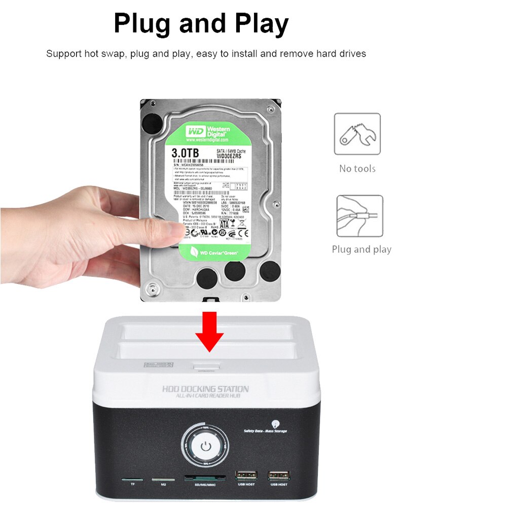 Usb 3.0 Naar Sata Hard Drive Case Dual Bay Externe Hdd Docking Station Voor 2.5 3.5 Hdd/Ssd M2 tf Sd Slot Harde Schijf Hdd Behuizing