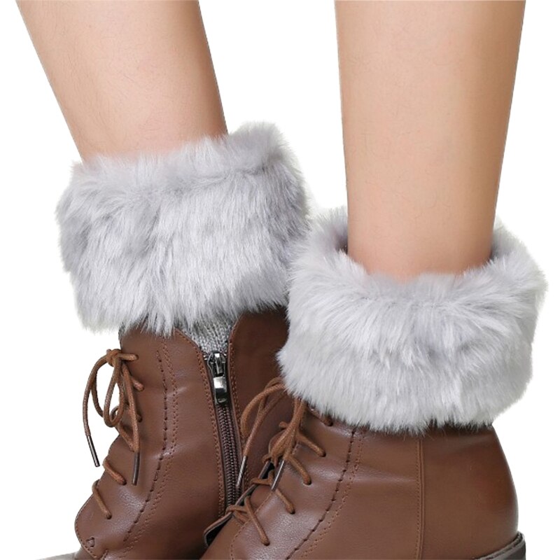 Guêtres en fourrure tricotée au Crochet pour femmes, chauffe-jambes, poignets, chaussettes, guêtres, hiver: Type 3 Light Gray
