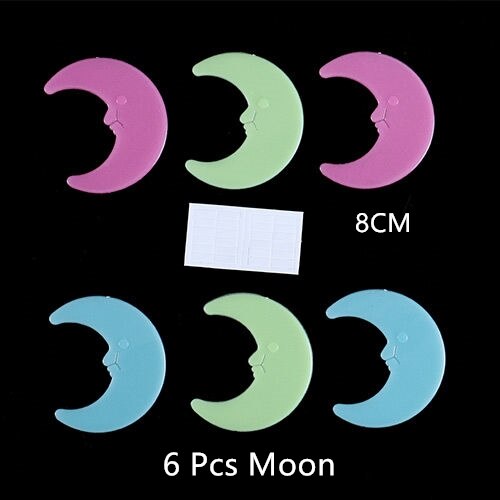 Stickers Glow in The Dark Luminous Moon Stars Wall Stickers Realistic Galaxy Glowing Stickers for Room Decoration: 6Pcs Moon
