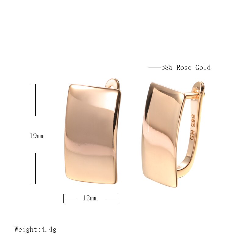 Kinel Glossy Dangle Earrings 585 Rose Gold Simple Square Earrings For Women Daily Fine Jewelry