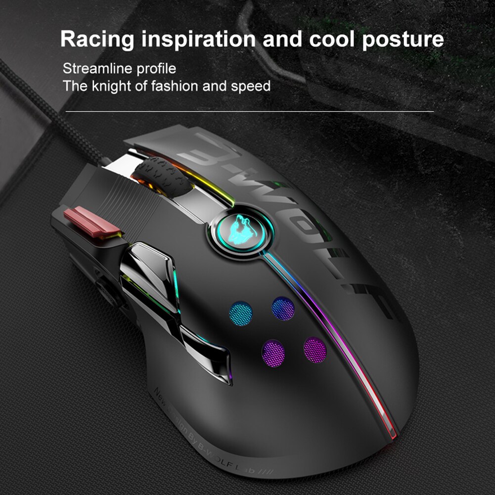 M2 Gaming Mouse Wired 11 Buttons 12000 DPI Adjustable Ergonomic Mouse RGB Backlight Macro Definition Gamers Mice For PC Laptop