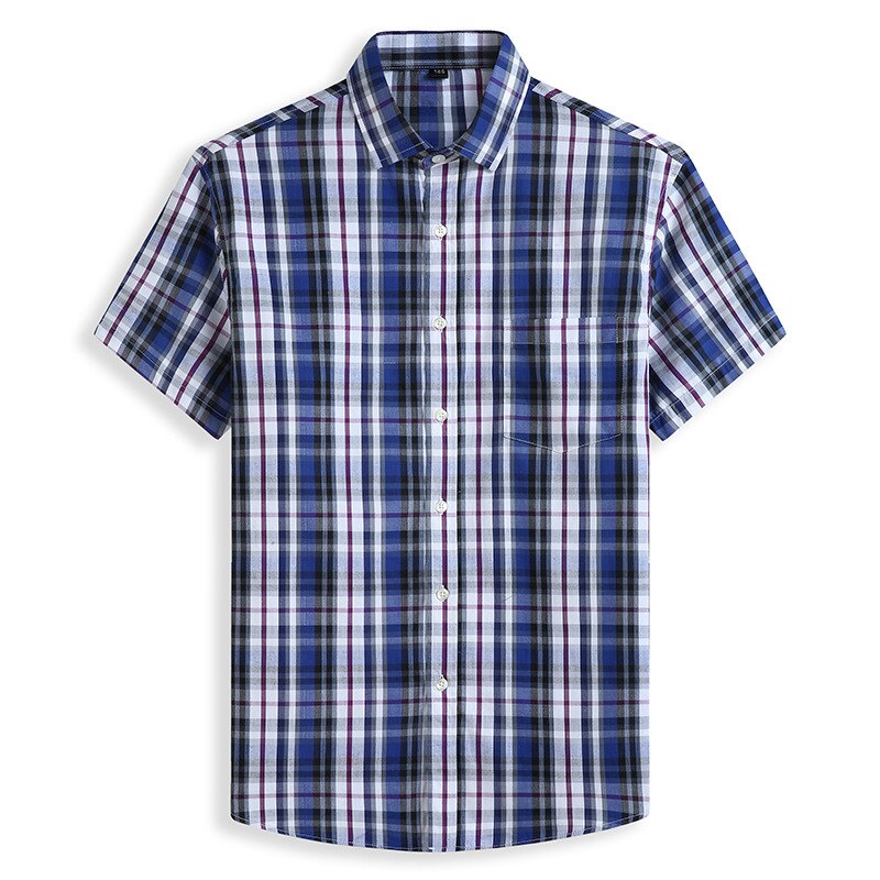 Super Large Men Thin Cotton Plaid Short Sleeve Summer Loose Turn-down Collar Casual Shirts Plus Size 2XL-7XL 8XL 9XL: 4XL