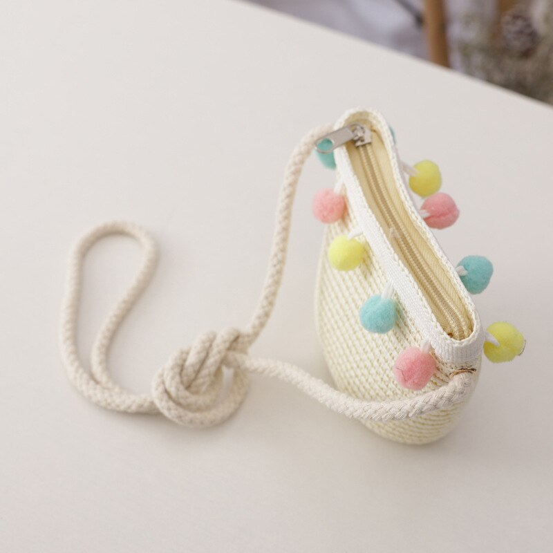 Handgemachte Sommer Kinder Mädchen Schulter Tasche Daisy Blume Stroh Umhängetasche Kinder Schlüssel Geldbörse Nette Prinzessin Mini Handtasche