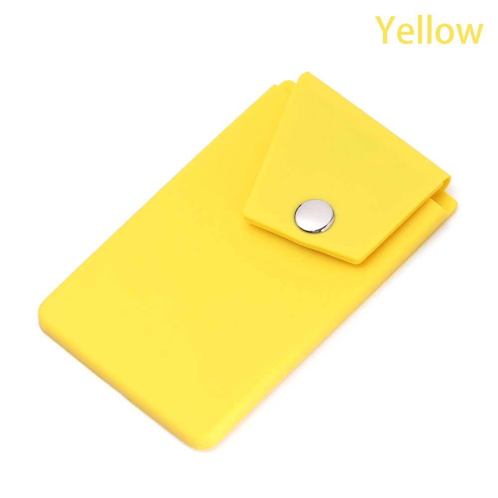 1PC Unisex Adhesive Silicone Phone Card Holder Wallet with Snap Pocket Phone Back Stick-on Credit Card Holder for Smart Phone: Yellow