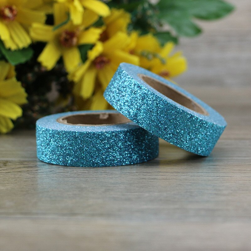 1 rol 15 mm x 5 m, glitter washi tape, plakband, decoratief lint om te knutselen, kleurrijke glinsterende banden, voor doe-het-zelf handwerk