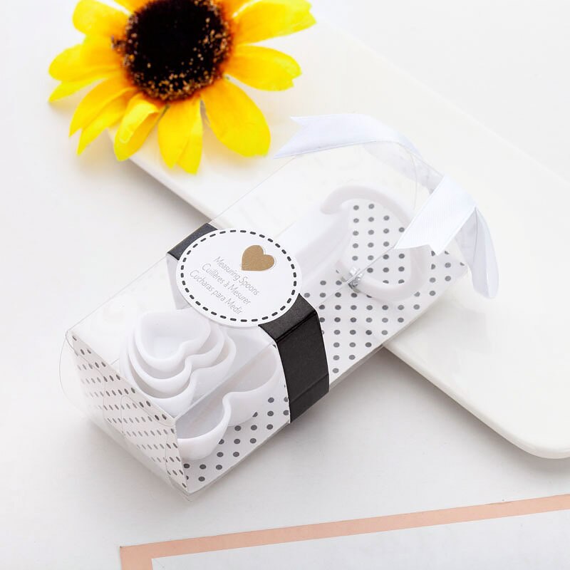 (4Pcs/Lot=1Boxes) Adorable Heart Baby souvenirs of Love Measuring Spoon Favors for Baby Shower favors and birthday Party