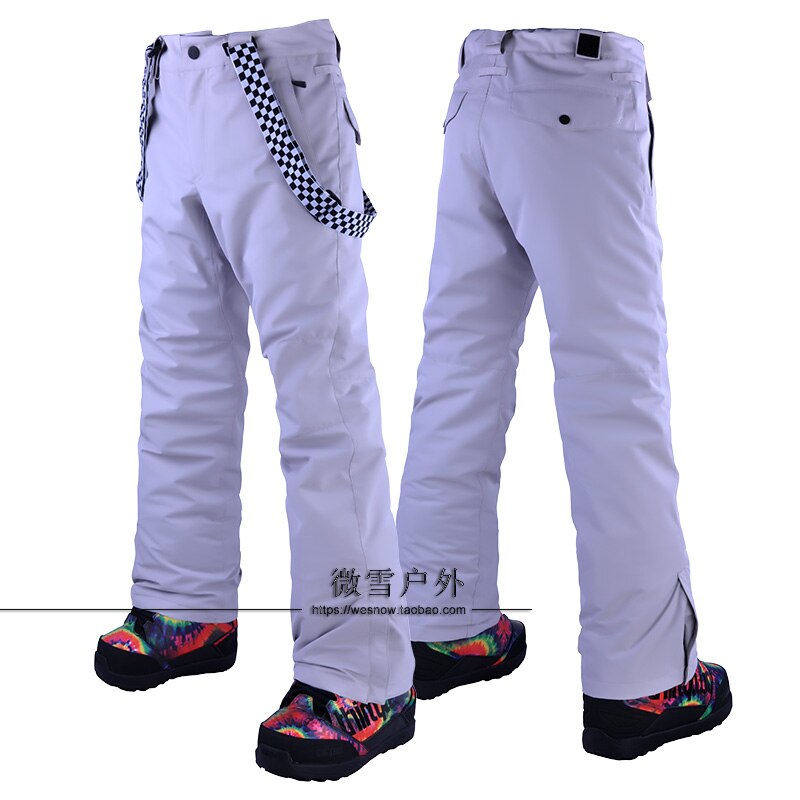 Mannen Ski Broek Merken Outdoor Sport Bretels Broek Mannen Winddicht Waterdichte Warme Winter Sneeuw Snowboard: Grijs / L