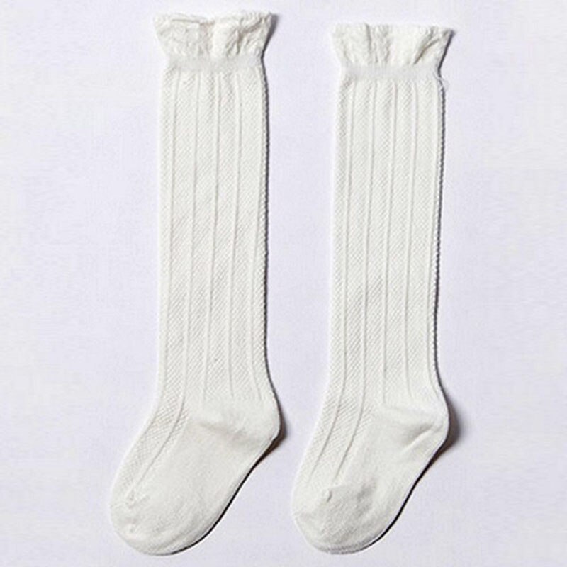 Children Baby Socks Knitted Cotton Long Tube Socks Kids Knee High Toddler Socks Kids Girls Lace Summer hollow out Kids Socks: white / 1-3Y