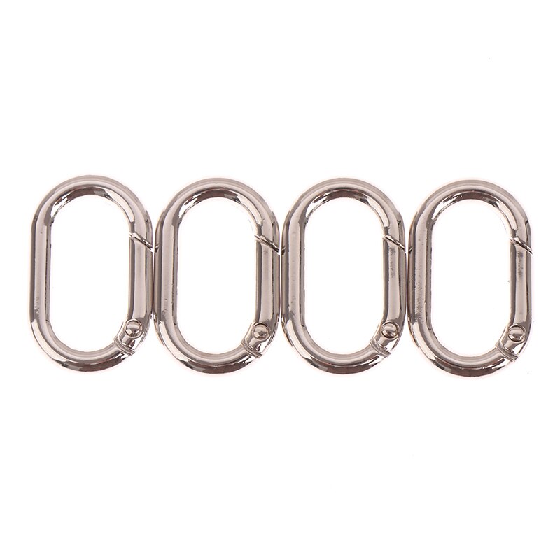 4 stücke Überzogene Tor Frühling Ring Schlüssel Runde drücken-Oval-Ring Schnallen Clips Karabiner Geldbörsen Handtaschen Oval drücken-Abzug schnappen Haken Ring: CLBag020-SV