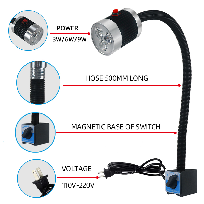 LED CNC Werkzeugmaschine Arbeitslampe Drehmaschine langer Schwanenhals Werkstatt Arbeitsscheinwerfer Magnetisch / Schraubsockel Superhelle Industrielampe