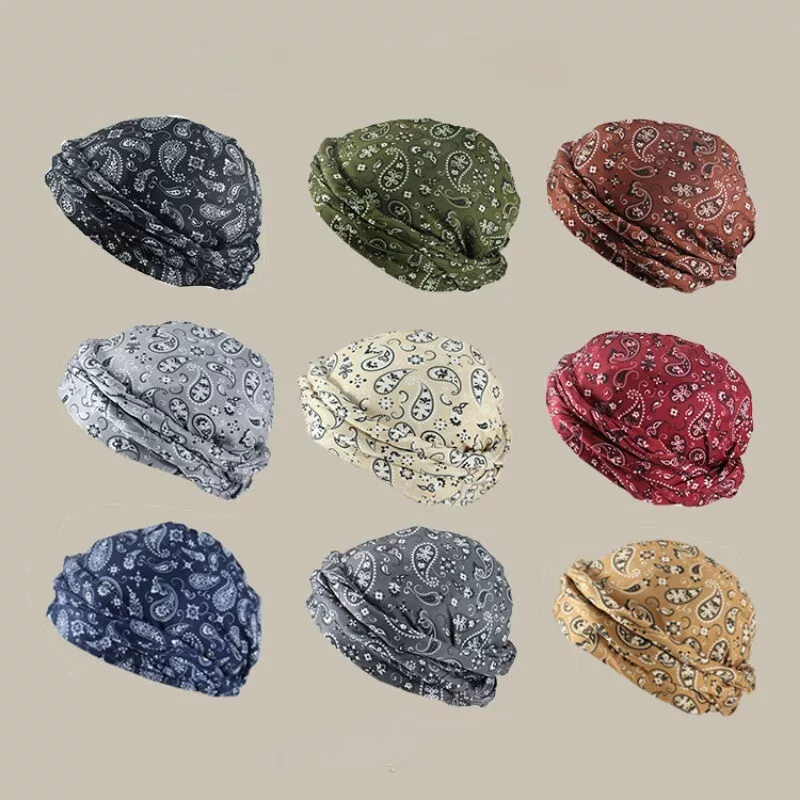 Men Women Paisley Print Headscarf Pirate Hat Outdoor Sport Cycling Bandana Sweat Absorbant Muslim Turban Bohe Style Head Wrap