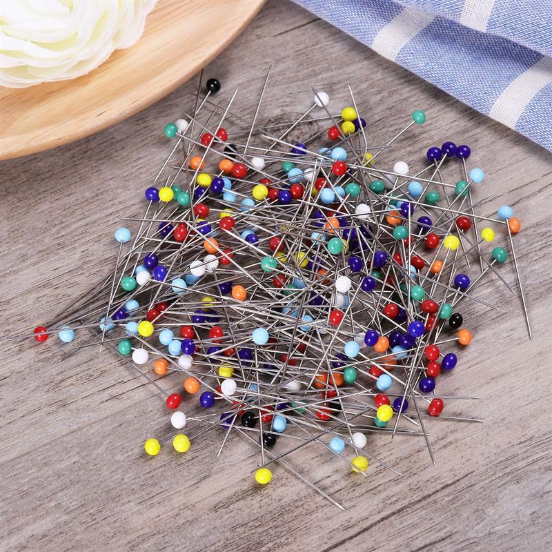 250 Uds de alfileres de cabeza Multicolor de Pin para manualidades de costura hágalo usted mismo de cuentas de vidrio de aguja Pin (4mm CABEZA + 34mm)