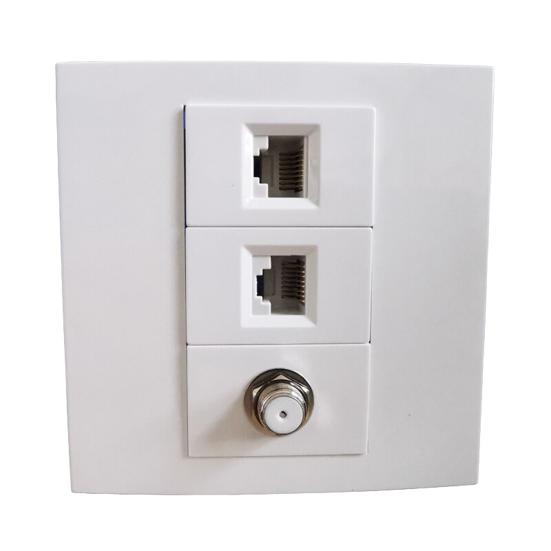 Hunn til hunn katt 6 rj45 lan stikkontakt med 2 rf hode tv støpsel dtv støpsel frontplate 86 x 86mm: 2 xrj 45 med tv