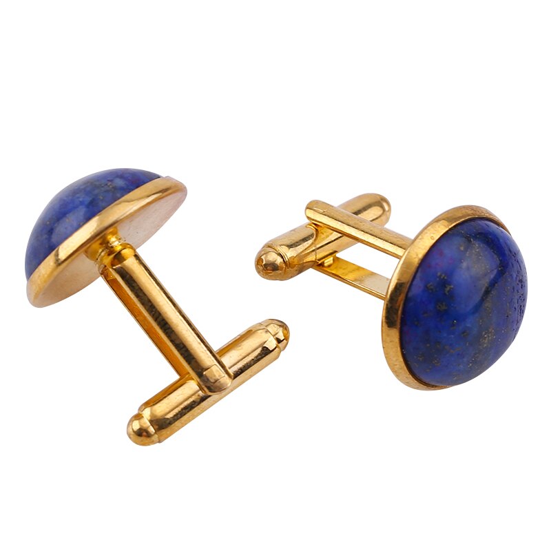 2 uds. Gemelos de Metal azul lapislázuli Stone para hombre, gemelos para novio, camisa de negocios para boda