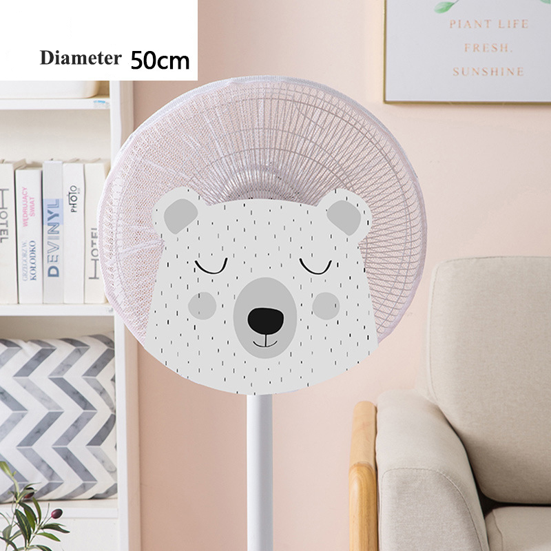 Cute Printed Electric Fan Cover for Baby Kid Finger Protector Safety Mesh Net Cover Children Hand-protected Fan Guard Dust Cover: Bear-50cm