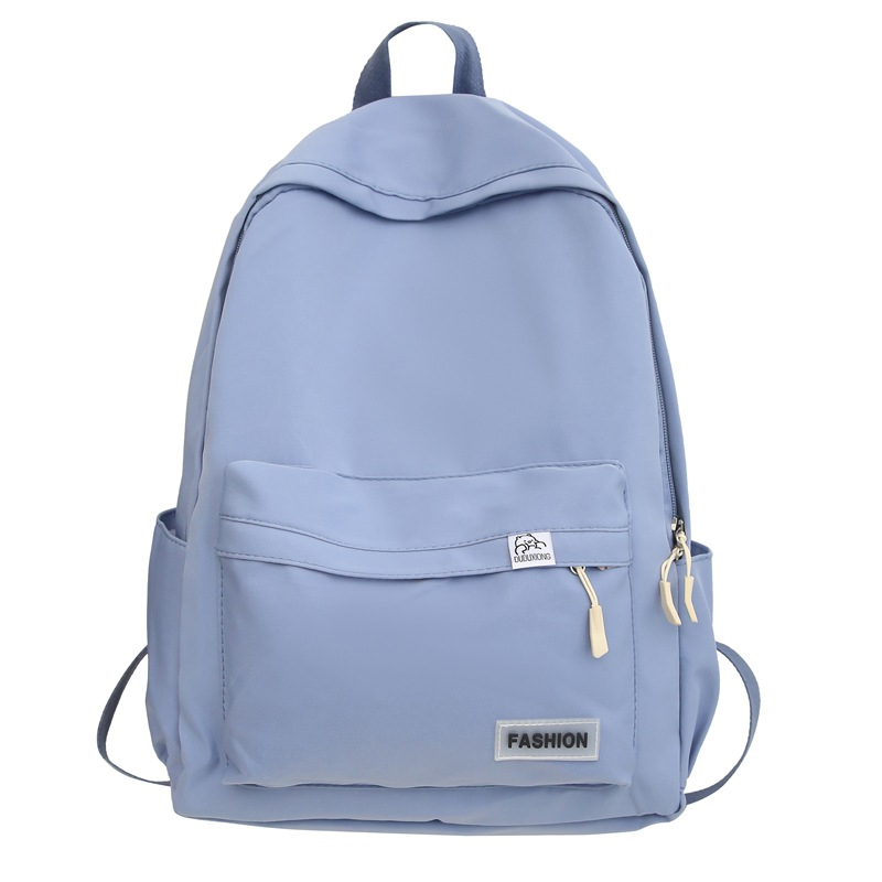 Bolsa de ombro grande capacidade à prova dwaterproof água faculdade viagem mochila feminina cor pura simples meninas mochila portátil: Azul