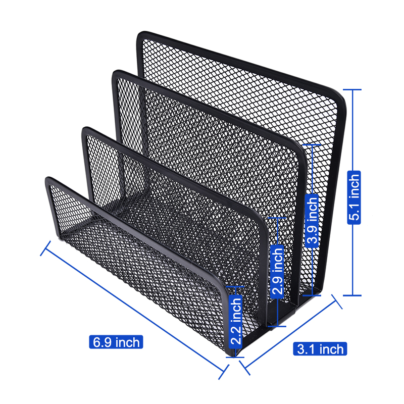 MyLifeUNIT Desk Mail Organizer 3 Compartment Mesh Letter Holder Office Desk File Organizer Desktop Paper Storage Rack
