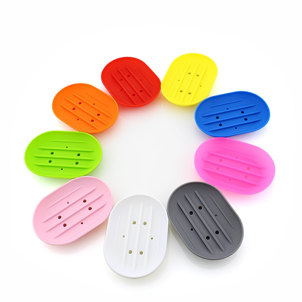 1pc fleksible silikone sæbeskåle badeværelsessæbeholder rejseholder skål slik farve badeværelse sæbeskål 23