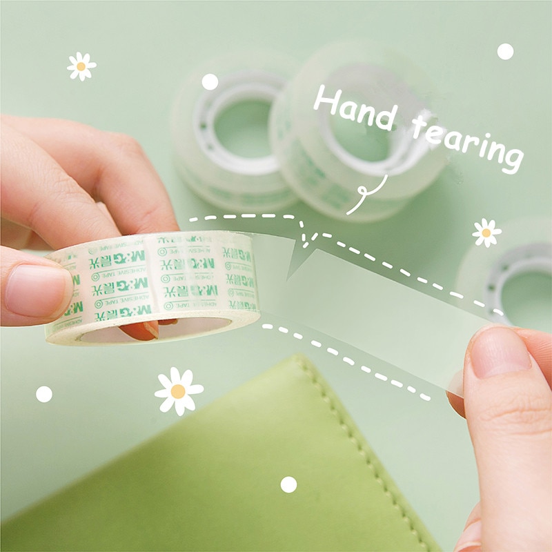 Sharkbang 2 Stks/partij 12Mm 18Mm Breedte Huisdier Transparante Sticker Tape Adhesive Handbook Sticky Hand Scheuren Tapes School Leveranciers